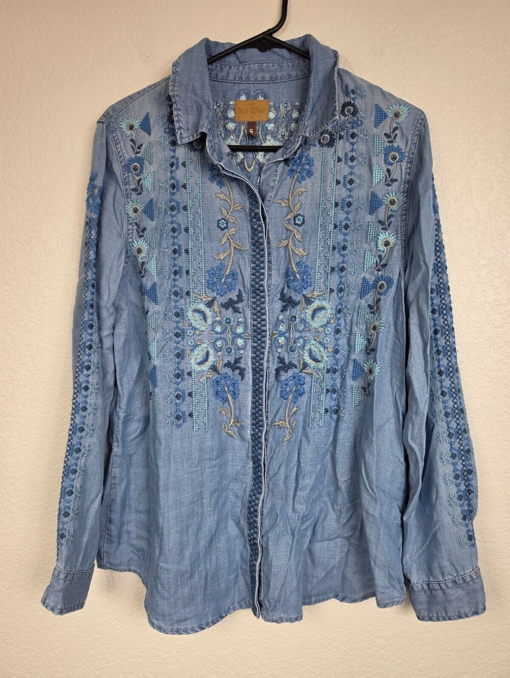 Driftwood Classic Fit Embroidered Chambray Shirt
